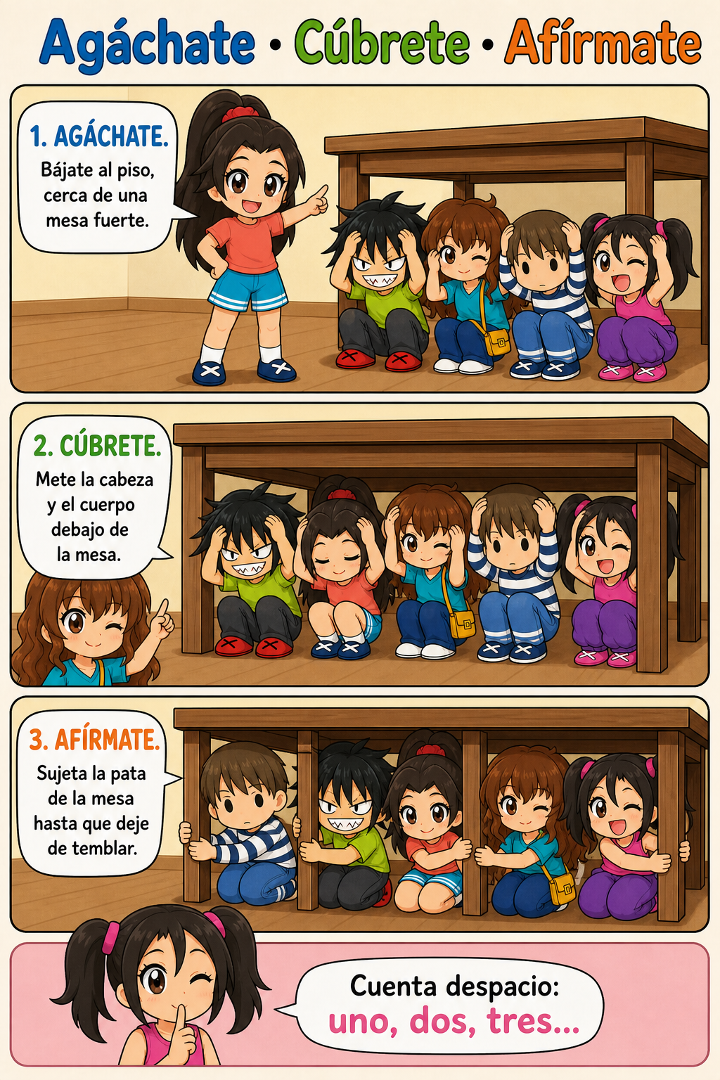 Página 5: Agáchate, cúbrete, afírmate