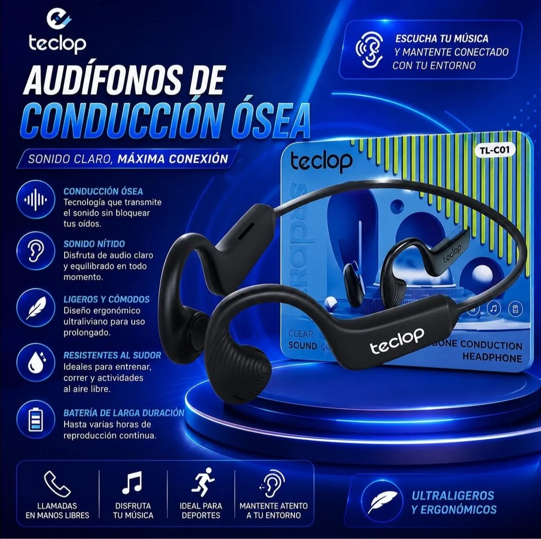 AUDÍFONOS DE CONDUCCIÓN ÓSEA CAJA AZUL PASTA DURA